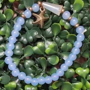 Starfish Charm Blue Beaded Bracelet